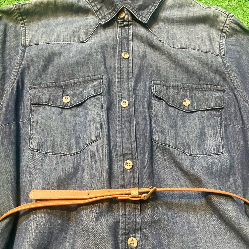 Merona Dark Blue Denim Shirt Dress - Picture 2 of 5